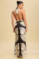 Nepal Black Halter Maxi Dress back