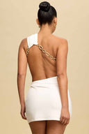 White Gold Chain Mini Dress back