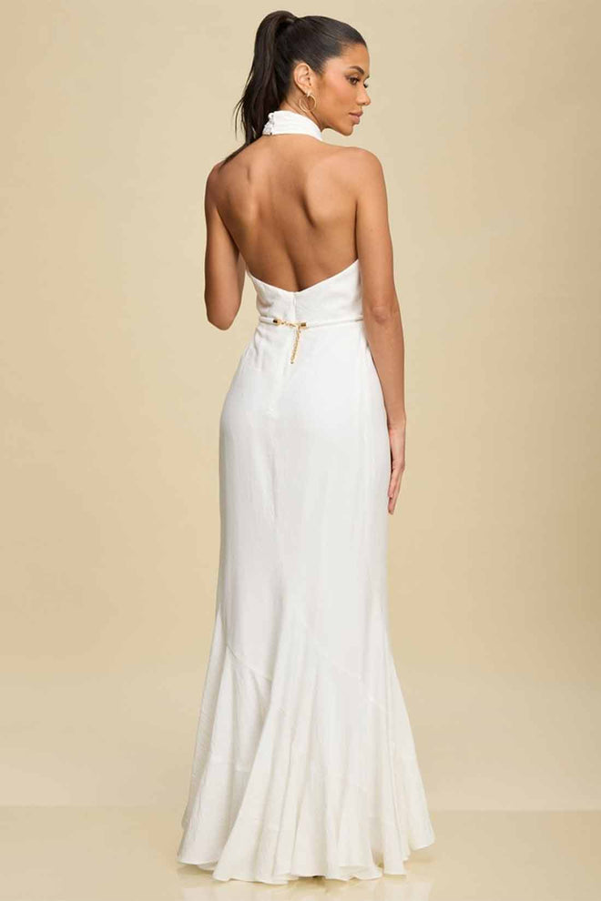 White Dreamer Gold Maxi Dress back