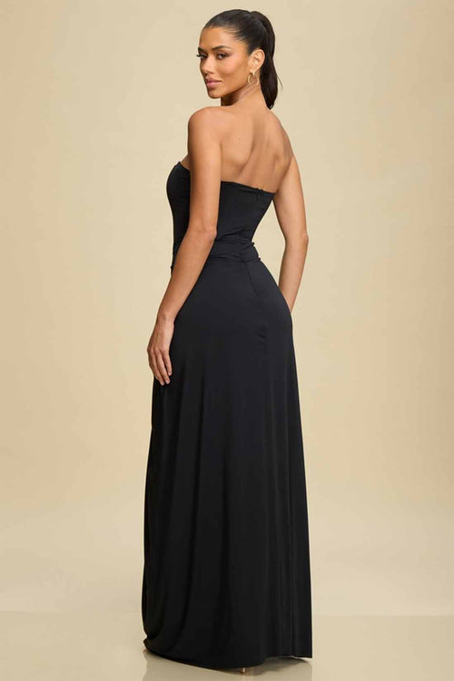 Black Bustier Maxi Dress back