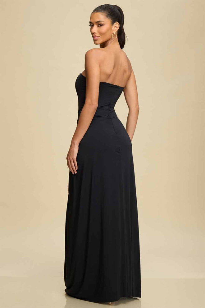 Black Bustier Maxi Dress back