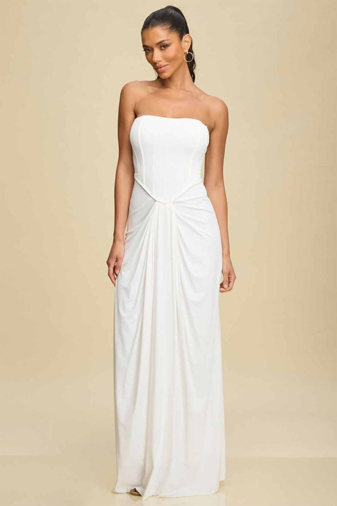 White Bustier Maxi Dress