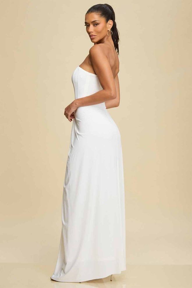 White Bustier Maxi Dress side