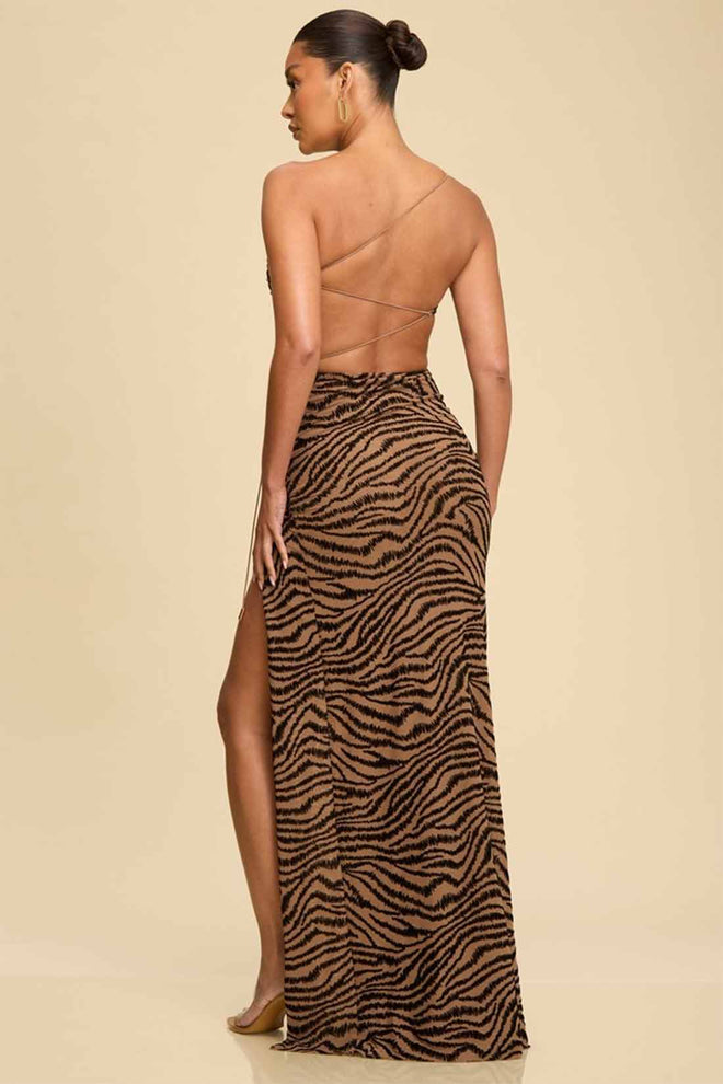 Mocha Texture Velvet Maxi Dress back