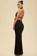 Black Halter Neck Maxi Dress back