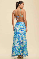 Blue Abstract Ring Maxi Dress back
