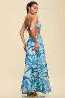 Blue Abstract Ring Maxi Dress side