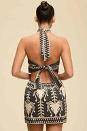 Black Tidal Halter Mini Dress back