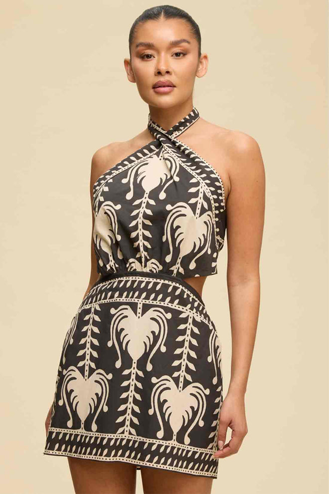 Black Tidal Halter Mini Dress
