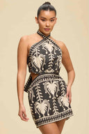 Black Tidal Halter Mini Dress front