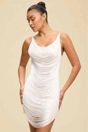 White Fringe Mini Dress
