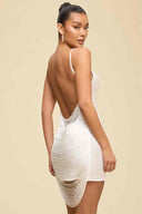 White Fringe Mini Dress back