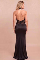 Black Halter Maxi Dress back