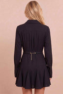 Black Solid Flare Mini Dress back