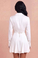 White Solid Flare Mini Dress back