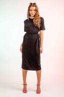 Jeany Black Cutout Waist Midi Dress