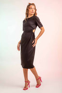 Jeany Black Cutout Waist Midi Dress side