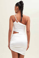 Helena White One Shoulder Mini Dress back