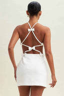 Rosie White Bow Mini Dress back