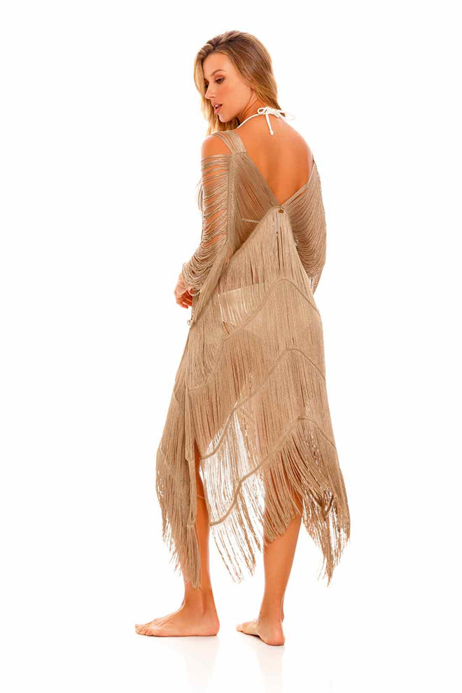Milonga Gold Fringes Tie Coverup back