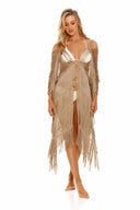 Milonga Gold Fringes Tie Coverup