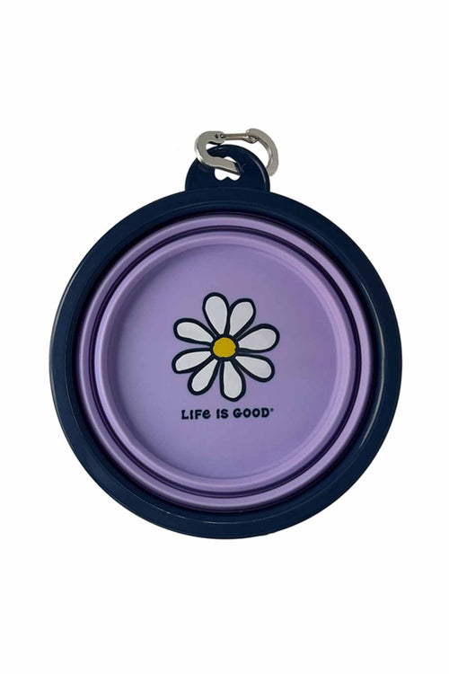 Life is Good Daisy Silicone Travel Dog Bowl