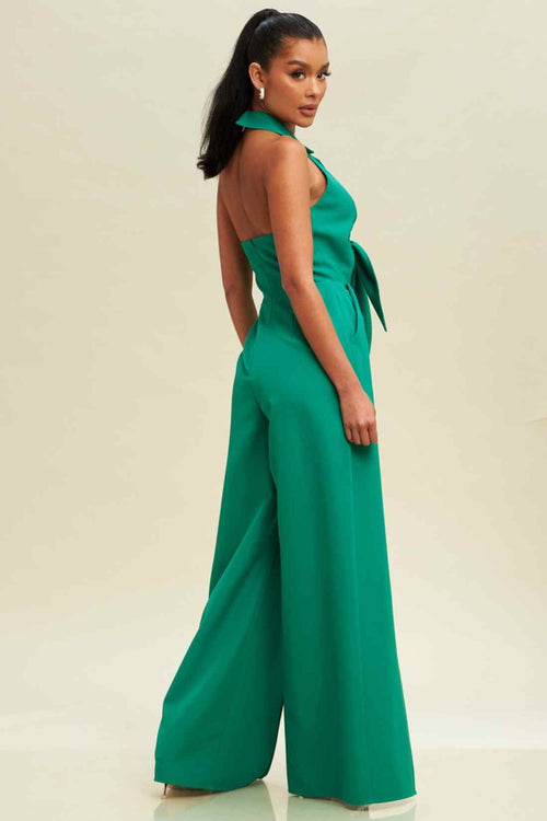 Nadine Green Halter Jumpsuit back