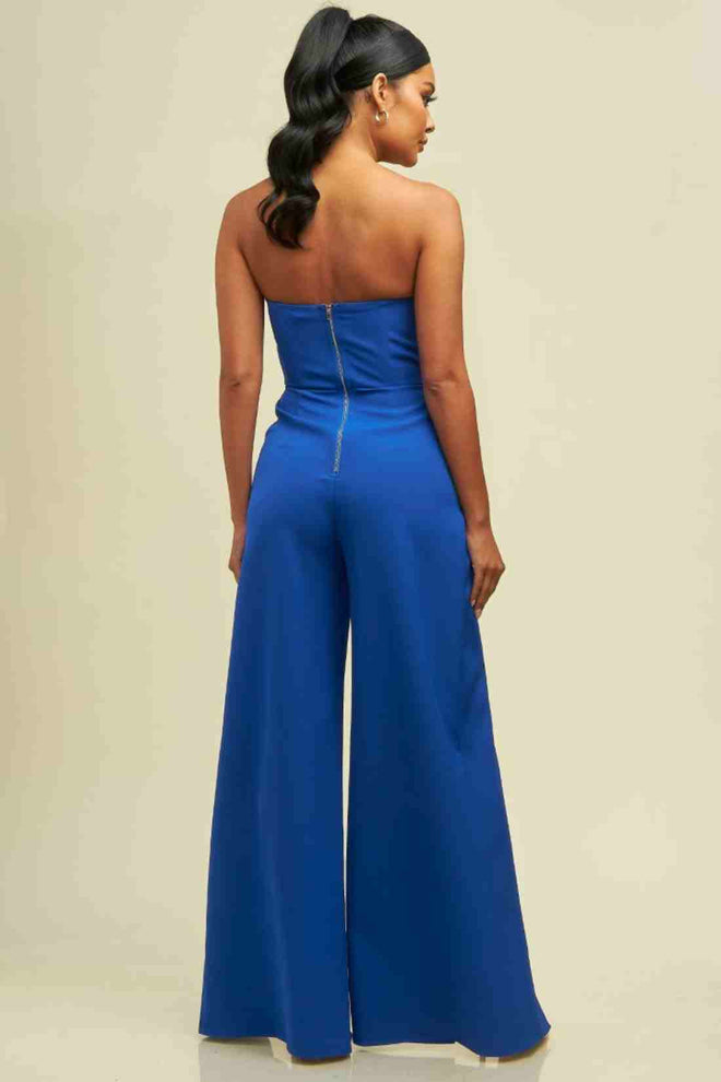 Blue Open Slit Jumpsuit back