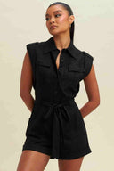 Black Linen Romper