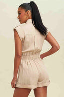 Taupe Linen Romper back
