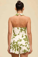 Olive Eyelet Tie Front Romper back