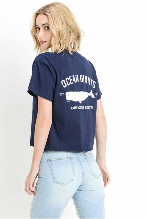 Navy Whale Graphic Top back