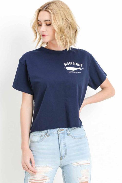 Navy Whale Graphic Top
