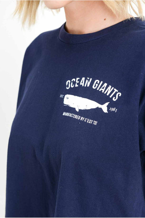 Navy Whale Graphic Top detail