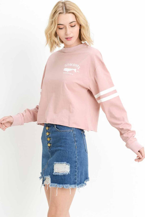 Mauve Whale Graphic Long Sleeve Top side