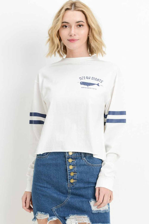 White Whale Graphic Long Sleeve Top