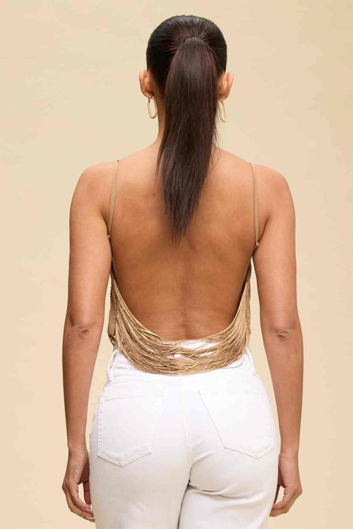Sand Fringe Open Back Top back