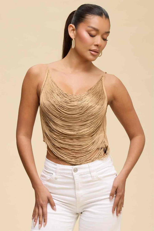 Sand Fringe Open Back Top