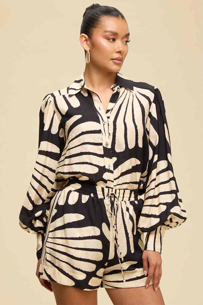 Palms Long Sleeve Short Set