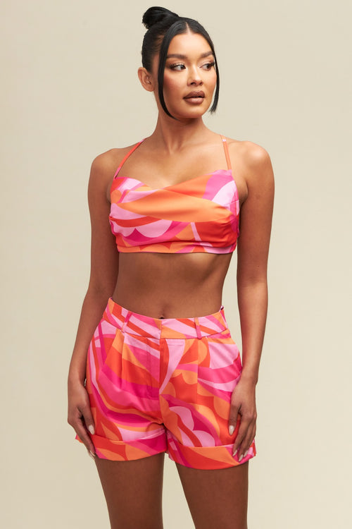 Paula Pink Coral Groovy Shorts Set