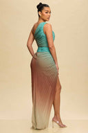 Mint Taupe Ombre Skirt Set back