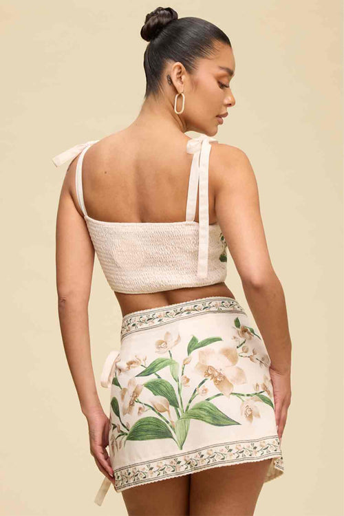 Flower Printed Skirt Set back