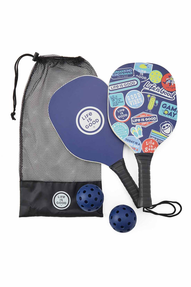 Life is Good Sticker Collage Pickle Ball Set