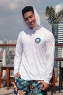 White UV Hooded Long Sleeve Rashguard front
