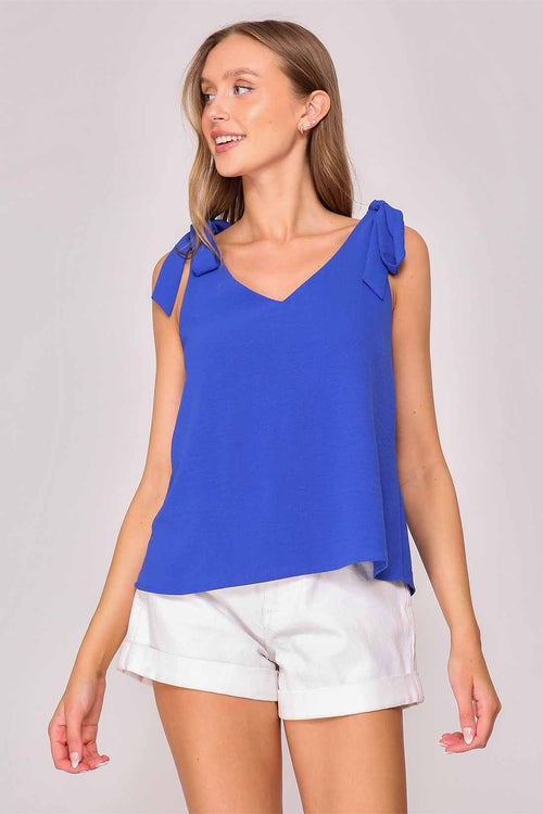 Chiara Blue Tie Top