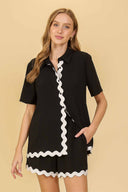 Aurora Black Collared Short Set