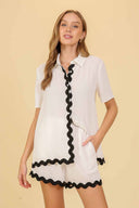 Aurora White Collared Short Set