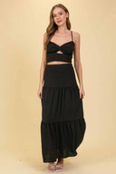 Paula Black Boho Maxi Skirt Set