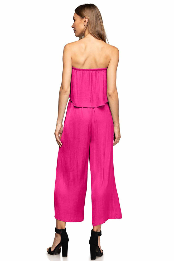 Aven Pink Strapless Layered Jumpsuit back