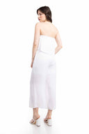 Aven White Strapless Layered Jumpsuit back